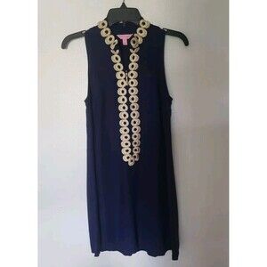 Lilly Pulitzer Jane Shift Women's Embroidered True Navy Mini Dress Size 00